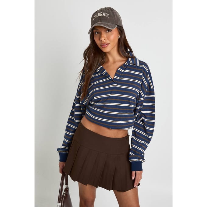 boohoo Dames Plisse mini-rok | Chocoladebruin | Maat: 42