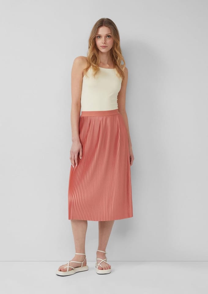 Plissé Midi Rok in Jersey met Elastische Taille Dames QS