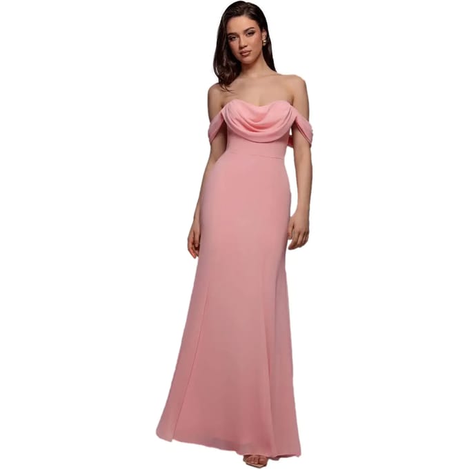 Damesjurk Goddiva Chiffon Bardot Cowl