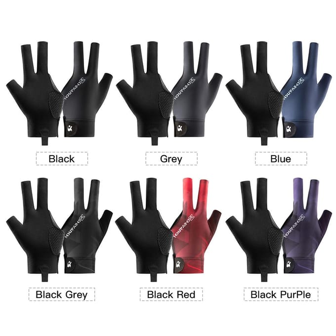 Gants de billard antidérapants et respirants, confortables à trois doigts noir