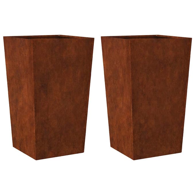 vidaXL - Plantenbakken - 2 - st - 45x45x75 - cm - weervast - staal