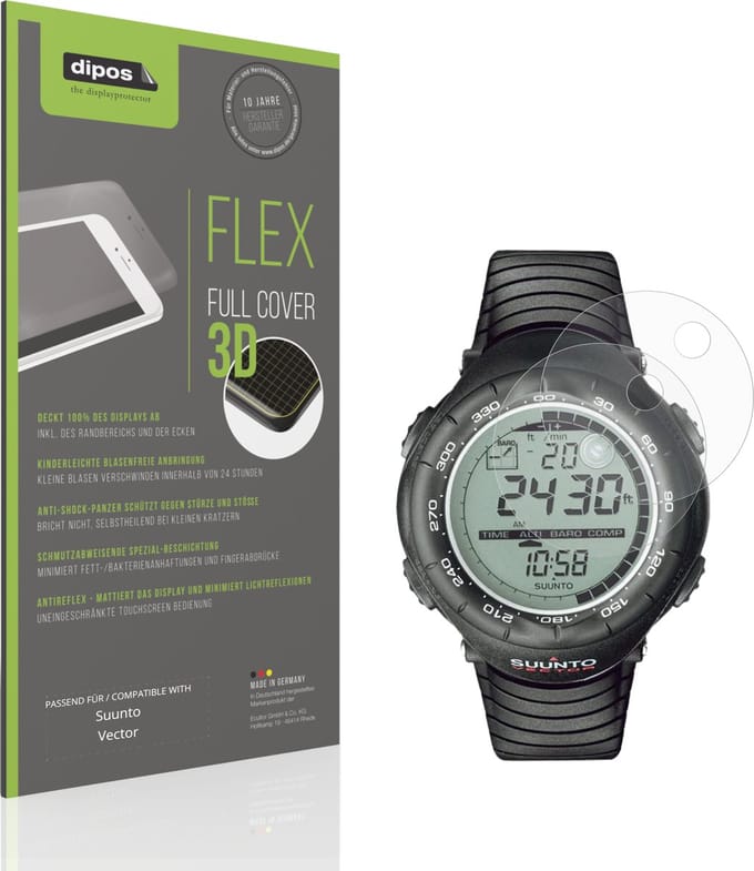dipos FLEX – 2x Matte Screenprotector geschikt voor Suunto Vector | Volledige Schermbescherming | Case-Friendly