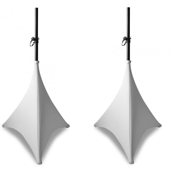 2 Vonyx Speakerstandaards met witte hoezen