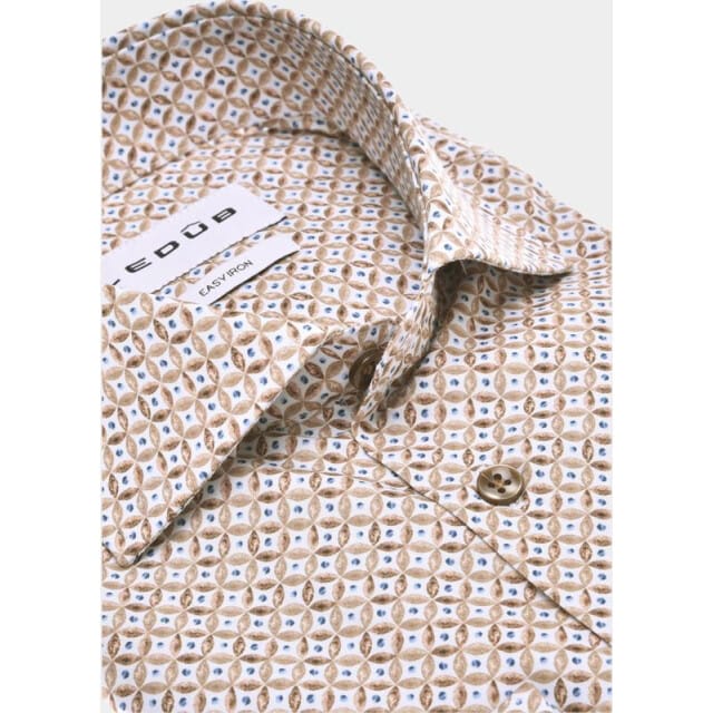Ledûb Overhemd Fantasy Abstract Pattern Easy-Iron Cotton Licht Bruin / male
