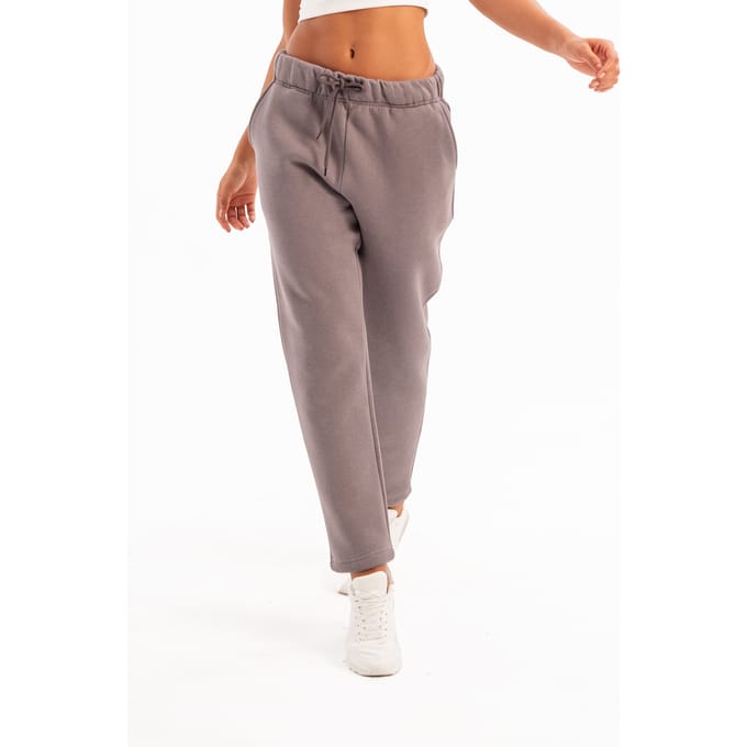 Relaxte pasvorm, verhoogde taille, gevoerd met polarfleece, grijze damesjoggingbroek - Echo