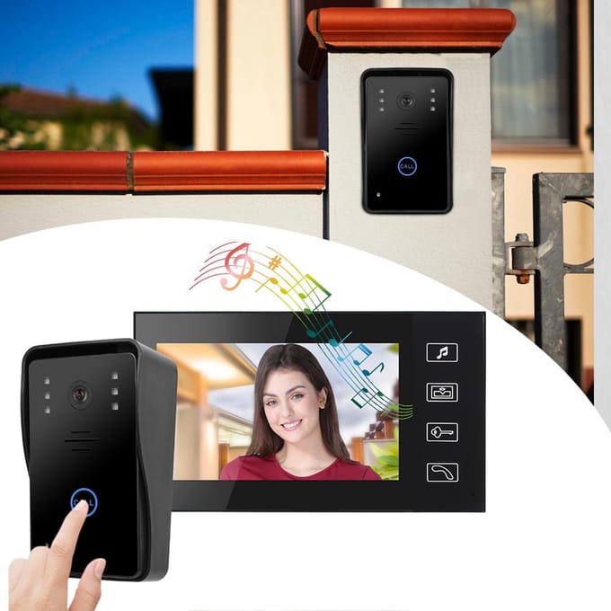 Caméra Vidéo Photo TFT 7 pouces Sonnette Interphone Système d'Accès Sécurité Domicile
