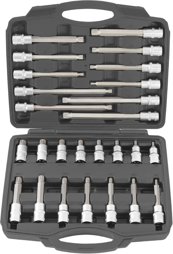 Steeksleutelset 1/2 inch 12-kant dopsleutels 26-delig voor veelzijdig gebruik