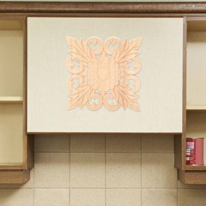Applique sculptée en bois Onlay Sculpture Décalcomanie Non peinte Décor de maison Meuble d'armoire white
