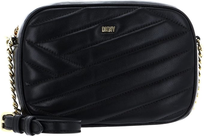 DKNY Leren Schoudertas Sara Camera Bag Blk / Gold Zwart