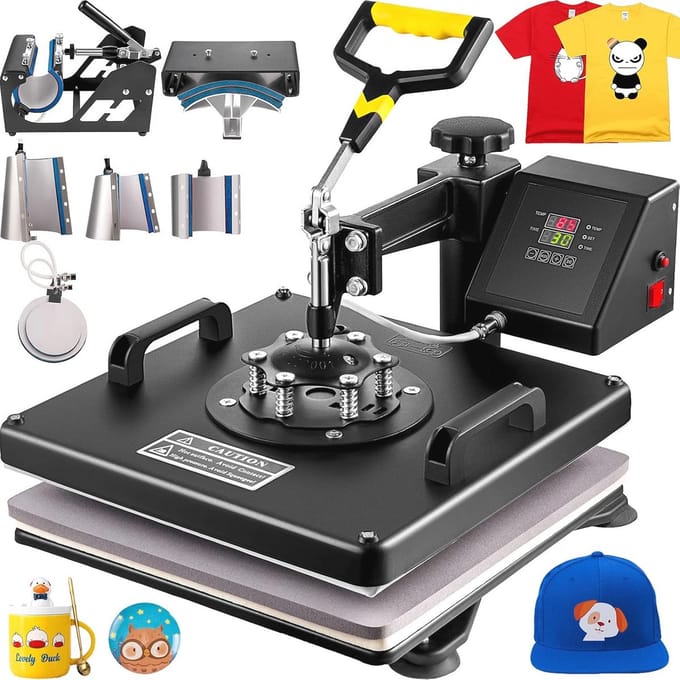 Transferpers – Hittepers – Warmte Persmachine – Heat Press – 8-in-1 – 38x38 Cm – 1250 Watt