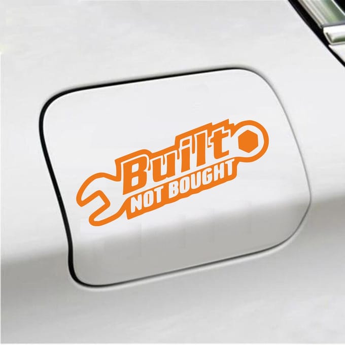 Bumpersticker - Built Not Bought - 8 X 20 - Oranje