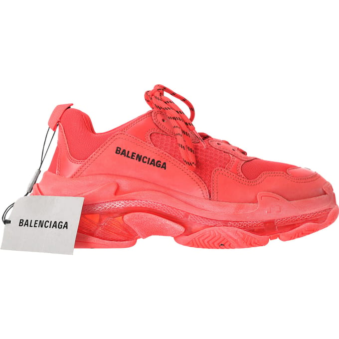 Balenciaga Triple S Doorzichtige Zool Sneakers in Rode Polyester