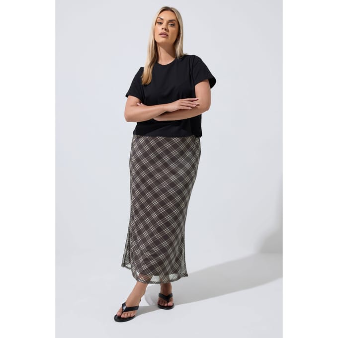 Limited Collection Bruine Geruite Mesh Rok Size 38