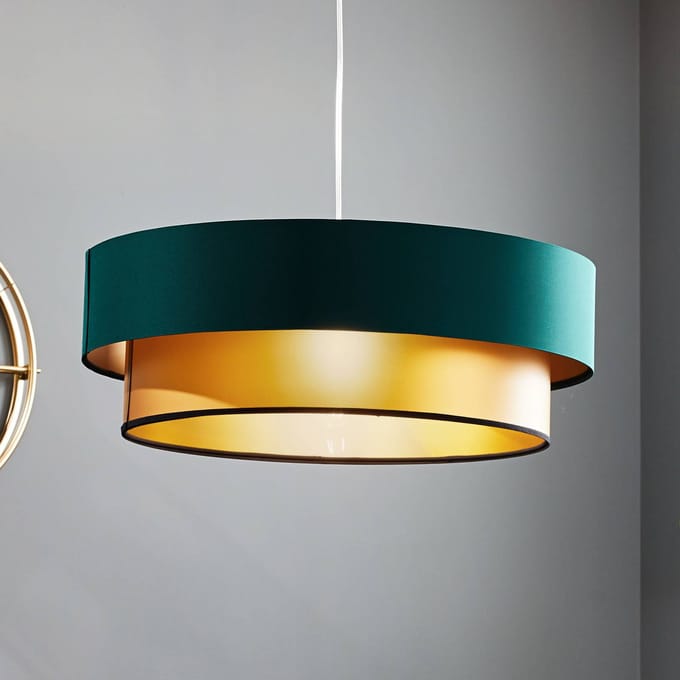 Maco Design Hanglamp Dorina, groen/goud Ø 60cm