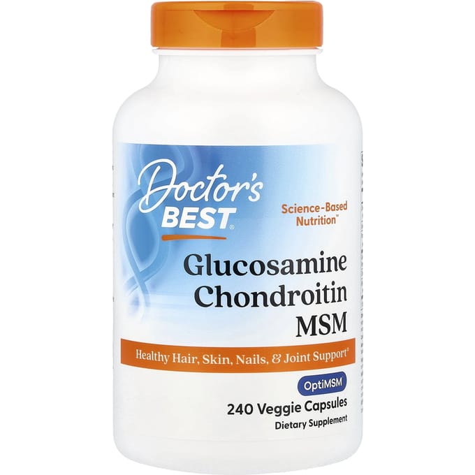 Doctor's Best, Glucosamine Chondroitine MSM met OptiMSM, 240 Vegetarische Capsules
