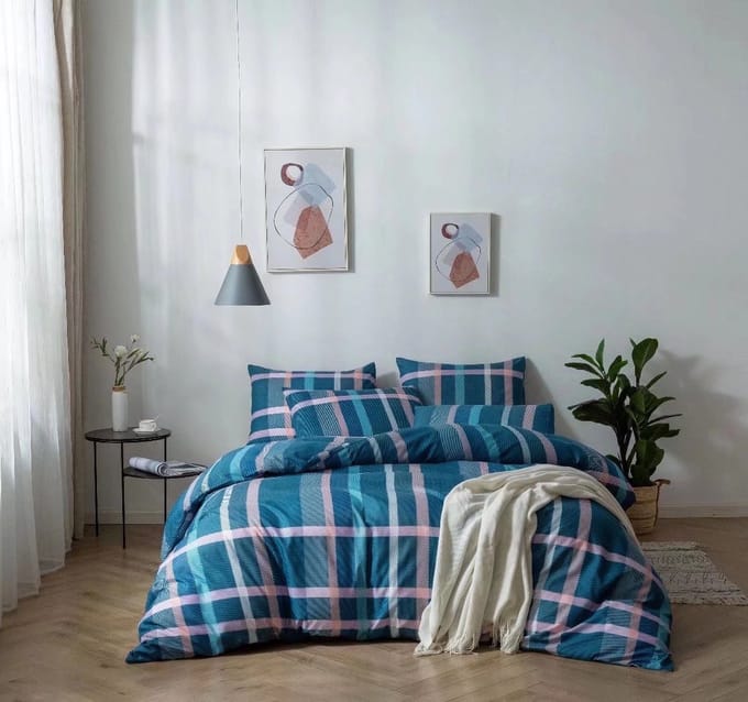 Dekbedovertrek 2 persoon 200x200cm Micropercal Famous Blue