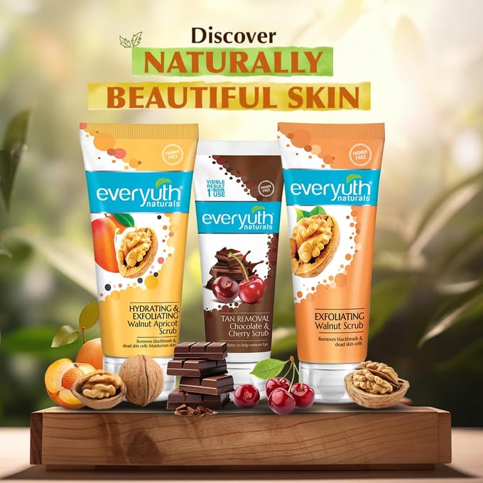 Everyuth Naturals Exfoliërende Walnootscrub Zachte Gezichtsscrub Pak van 2 100G Voor Verwijdering van Mee-eters & Een Gladde Huid blue