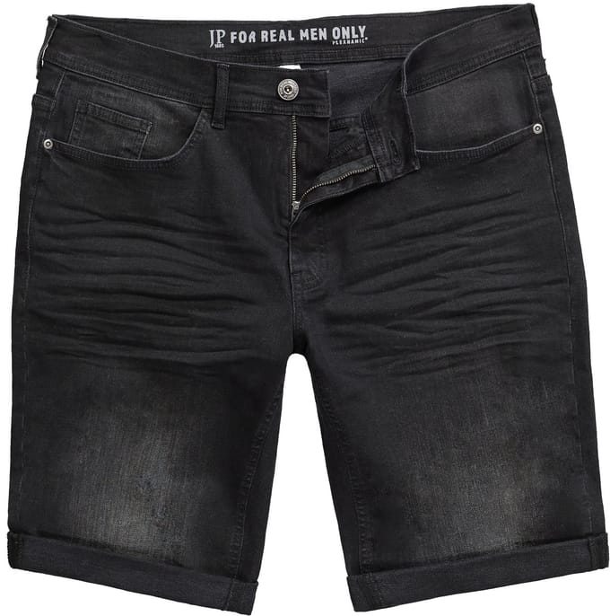JP 1880 - Heren - Denim bermuda FLEXNAMIC® denim 5-pocket destroyed - Zwart - Maat 70