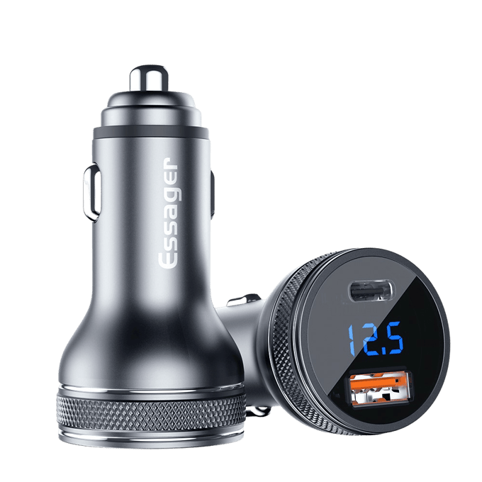 Essager Power Delivery 36W Autolader USB-C en USB-A Zilver