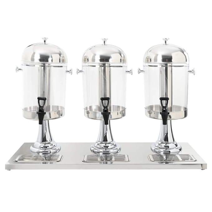 vidaXL - Drievoudige - sapdispenser - roestvrij - staal - 3x8 - L