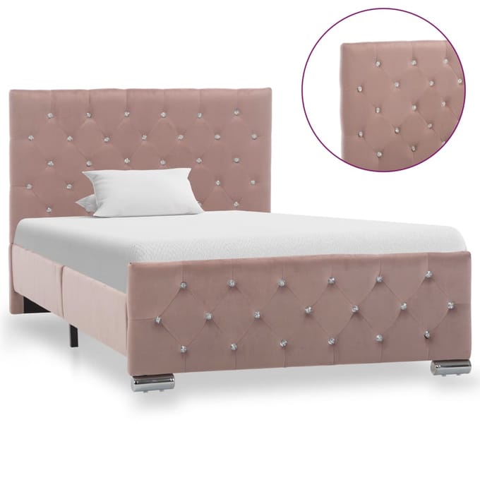 vidaXL - Bedframe - fluweel - roze - 100x200 - cm