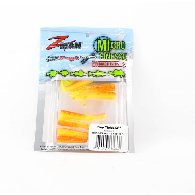 Zman Zacht kunstaas Tiny TicklerZ 1,75 Inch 8/Pack Firetreuse (3826)