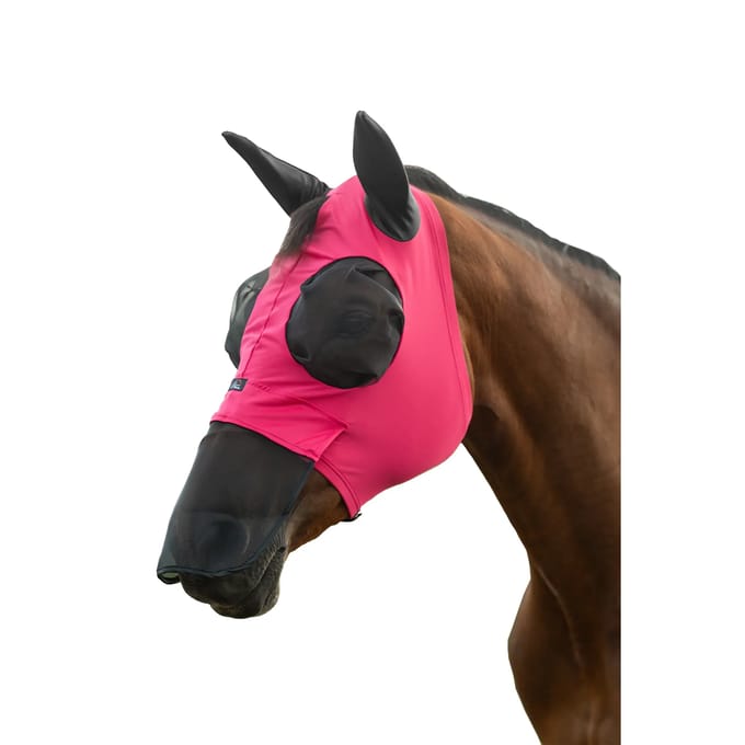 Elastische vliegenmuts voor paarden met neusscherm HKM