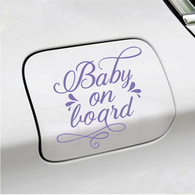 Bumpersticker - Baby On Board - 12,1 X 13,1 - Paars