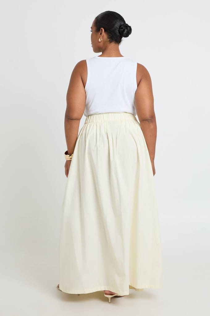 boohoo Dames Plus Katoenen Geplooide Maxi Rok | Lemon | Maat: 22