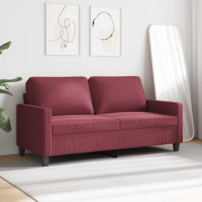 vidaXL - Tweezitsbank - 140 - cm - stof - wijnrood