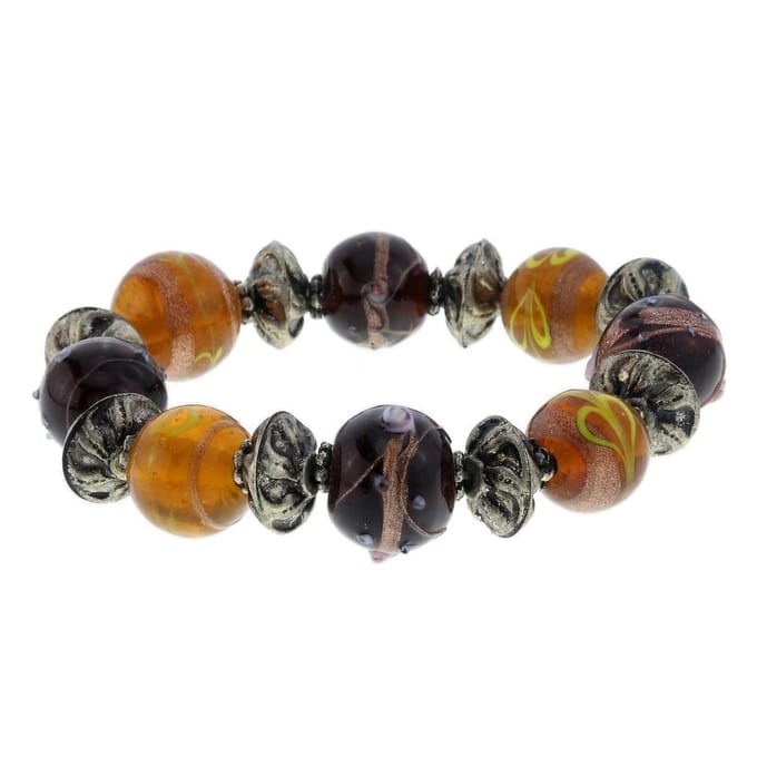 Behave - Armband elastisch met bruine glaskralen - casual chic
