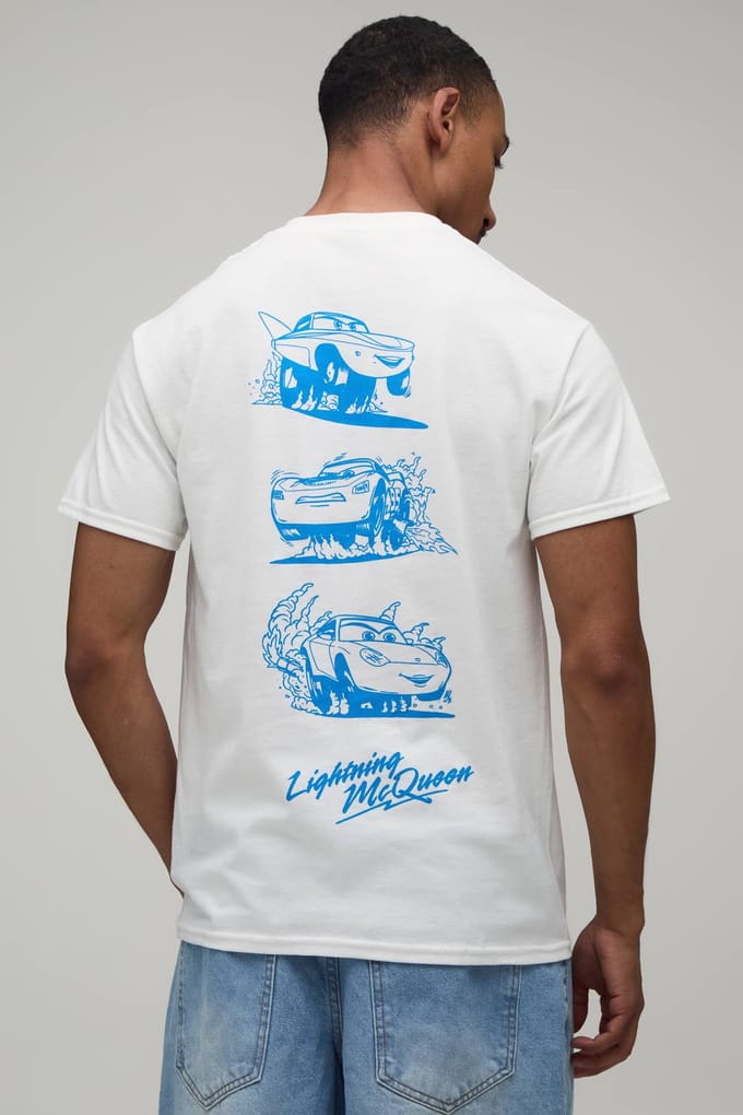 Oversized Disney Cars Licentie Bedrukt T-shirt | White | Size Medium