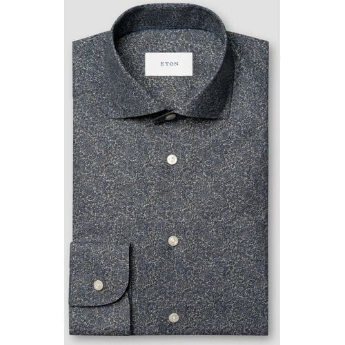 Eton Overhemd Tonal Ornamental Pattern Signature Twill Navy / male