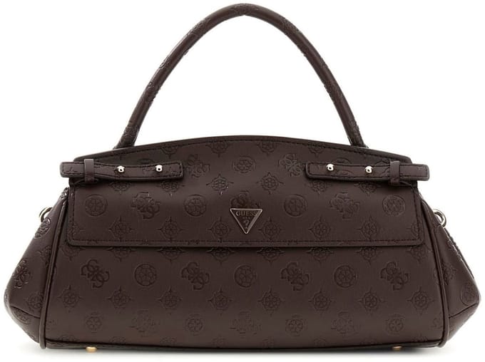 GUESS handtas schoudertas Diana Top Handle Flap Chocolate Logo donkerbruin