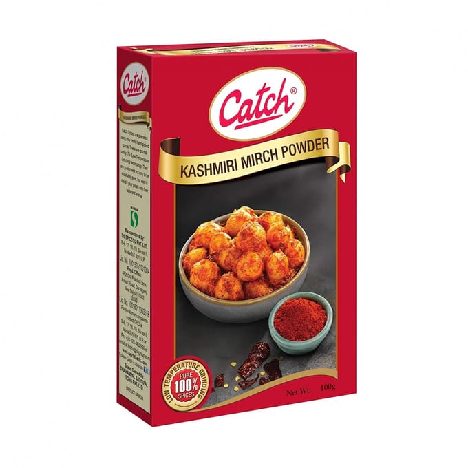 Kashmiri rode peperpoeder (100 gr), Kashmiri Mirch-poeder, vangst beige