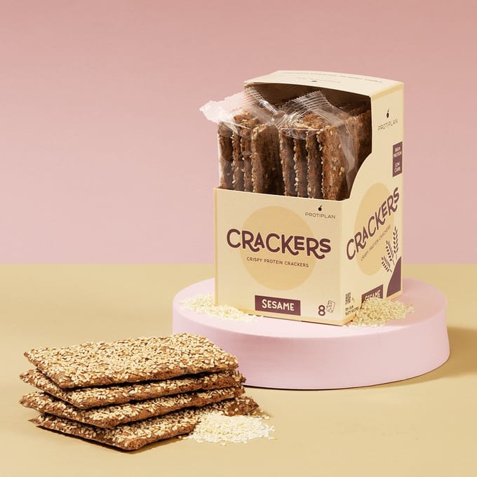 Protiplan - Protein Crackers Sesamzaad - 128 stuks - 128 x 22,5 g - Koolhydraatarm - Eiwitrijk