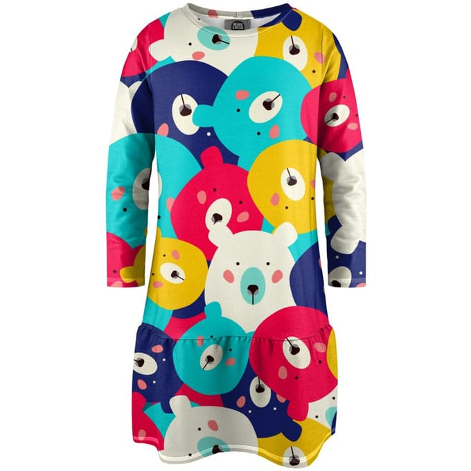 "Colorful Bears" Jurk met lange mouwen