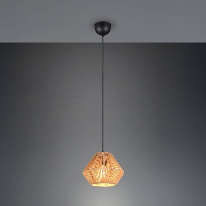 Reality Leuchten Hanglamp Lucille, bruin, Ø 20 cm, papiergaren, E27