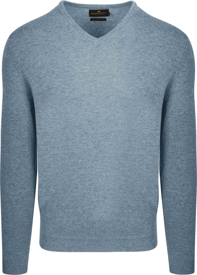 Steppin' Out Pullover V-hals Merinowol Sky Blue - Maat S - Heren - Pullovers
