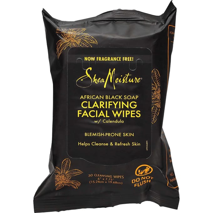 Afrikaanse Zwarte Zeep, Verhelderende Gezichtswipes, 30 Stuks black