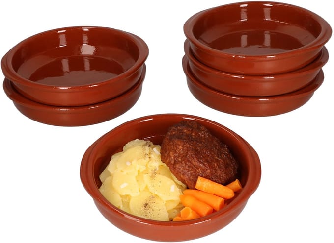 Set van 6 Cazuela kleikommen Bernd met handgrepen 16 cm M - 99508