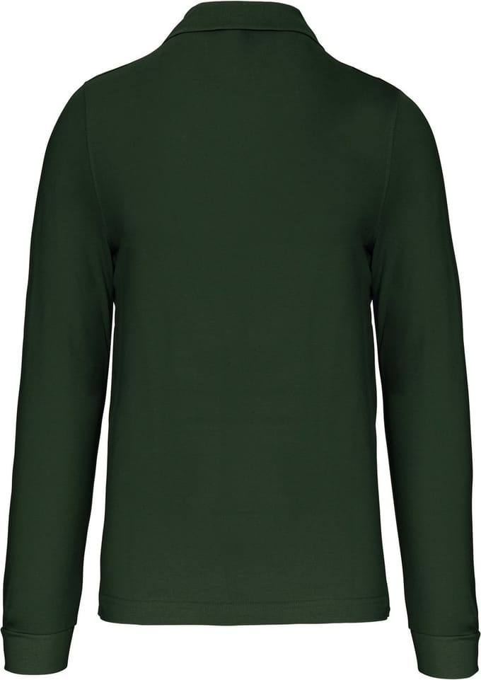 Herenpoloshirt met knopen en lange mouwen Forest Green - L