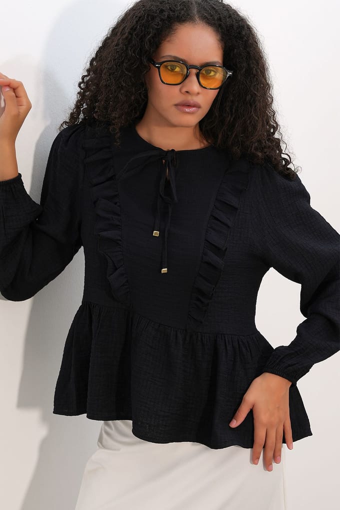 Fleurige Geweven Blouse met Striksluiting