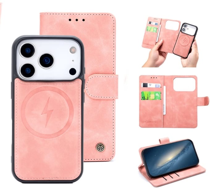 Casemania – Bookcase 2-1 MagSafe – iPhone 17 Pro Roze
