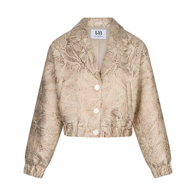 Lofty Manner beige dames blazer   Revers kraag   Regular fit   Steekzakken   Structuur patroon   Knoopsluiting   Lange mouw Beige M