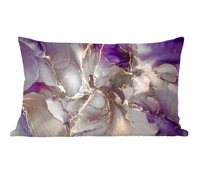 Sierkussens - Kussentjes Woonkamer - 60x40 cm - Goud - Paars - Marmer
