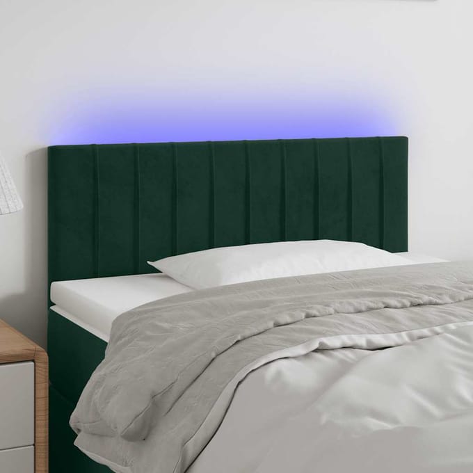 vidaXL - Hoofdbord - LED - 80x5x78/88 - cm - fluweel - donkergroen