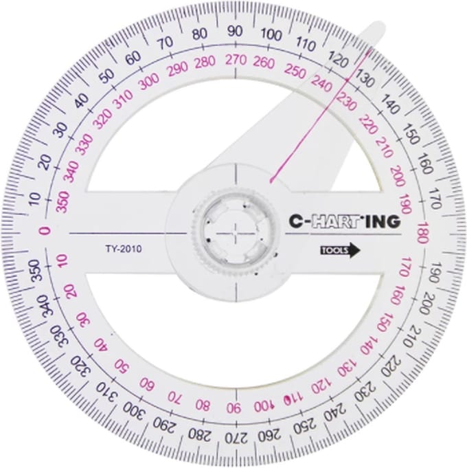 Premium Koershoekmeter 126mm - 360 graden - 2 draaibare schijven - Kunststof