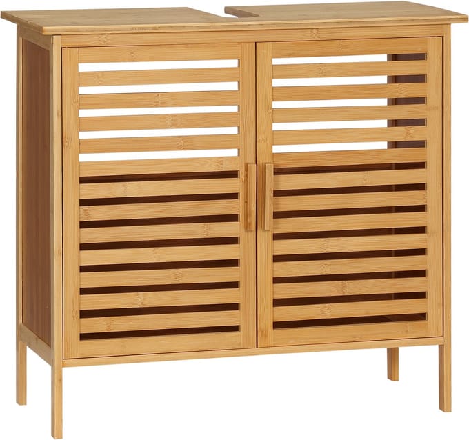 Kleankin badkamermeubel van bamboe, 66x29x61,5 cm, natuurlijk hout