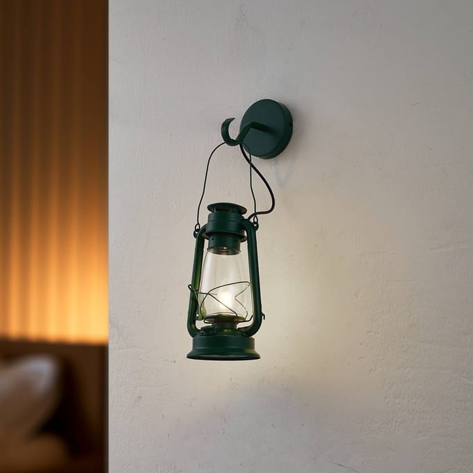 Lindby - wandlamp - 1licht - Metaal, glas - H: 53 cm - E14 - groen, transparant